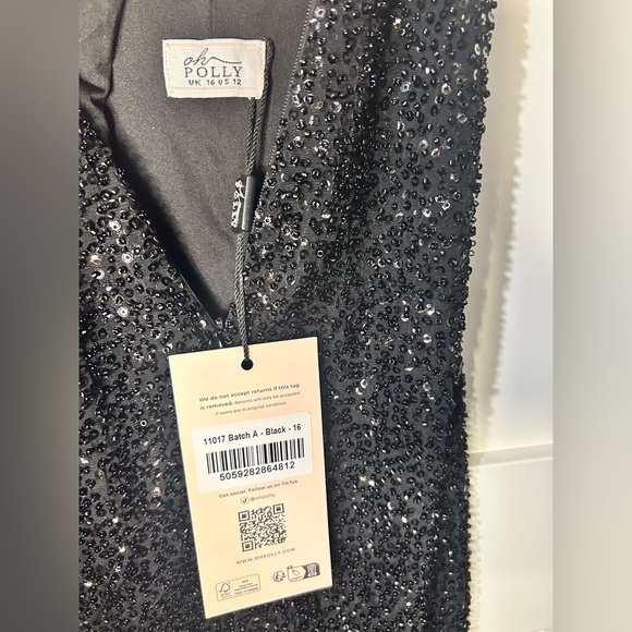 NWT Oh Polly Embellished Open-Back Midaxi Dress in Black - Picture 3 of 17